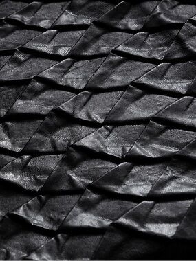 Black Textured Pleather Fabric | Sculptural 3D Geometric Faux Leather